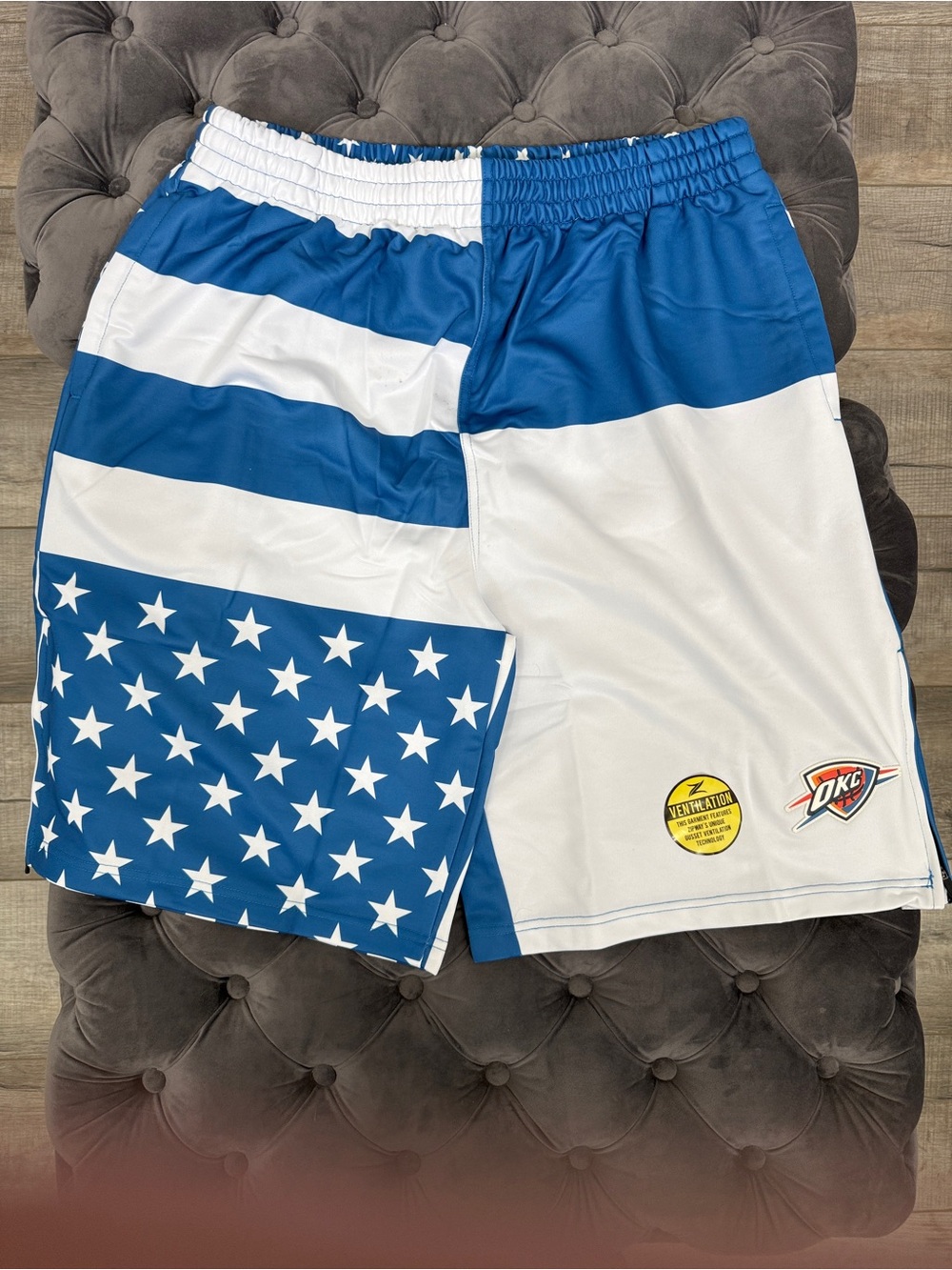 NBA OKC Men's Blue & White Star Basketball Shorts